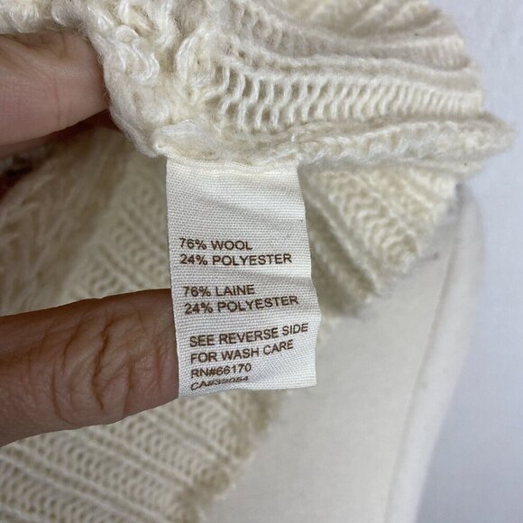 Free People Sweater S Womens Ivory Cowl Neck Batwing Short Sleeve Loose Knit - Picture 6 of 8